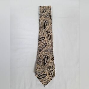 Vintage Don Loper Beverly Hills Cream Black Paisley Silk Tie